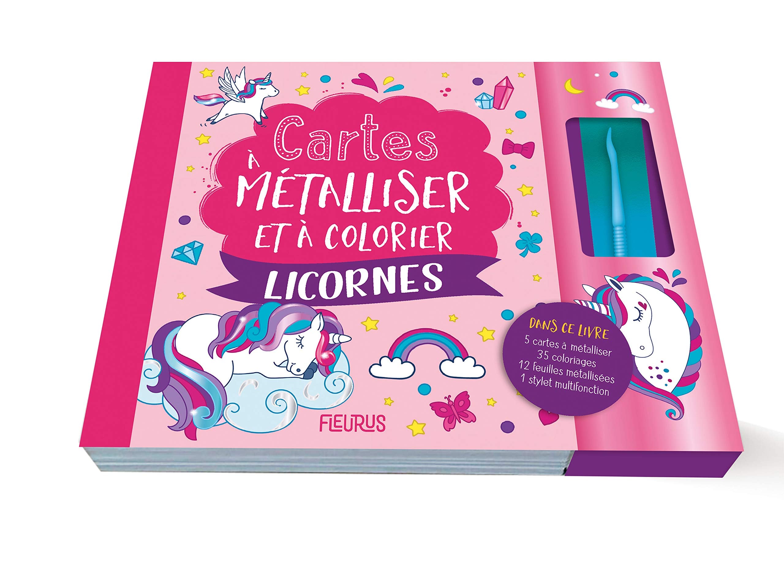 Cartes à métalliser et à colorier : Licornes 9782215170518