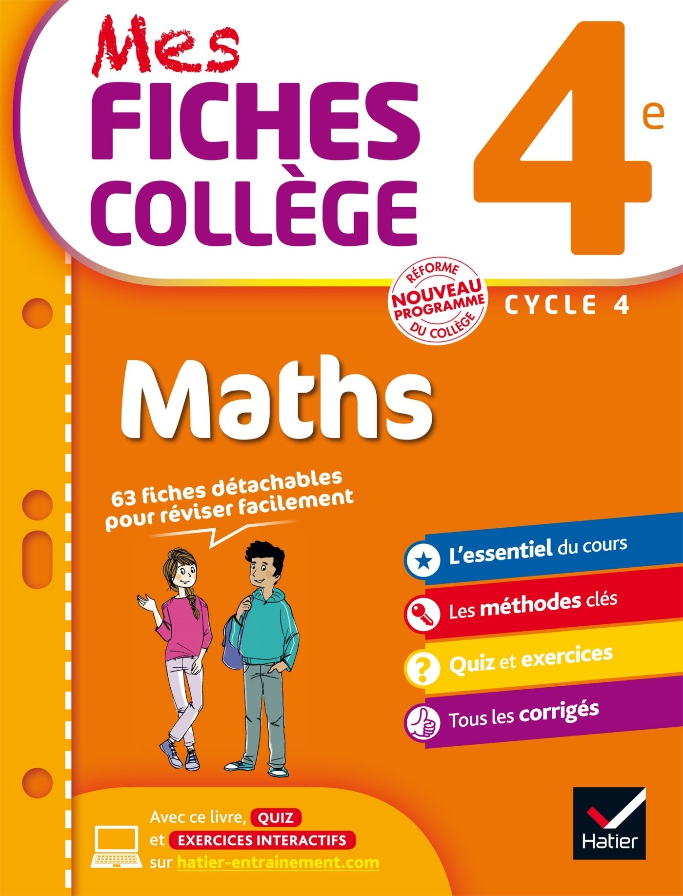 Mes fiches collège Maths 4e: 63 fiches de révision 9782218997877