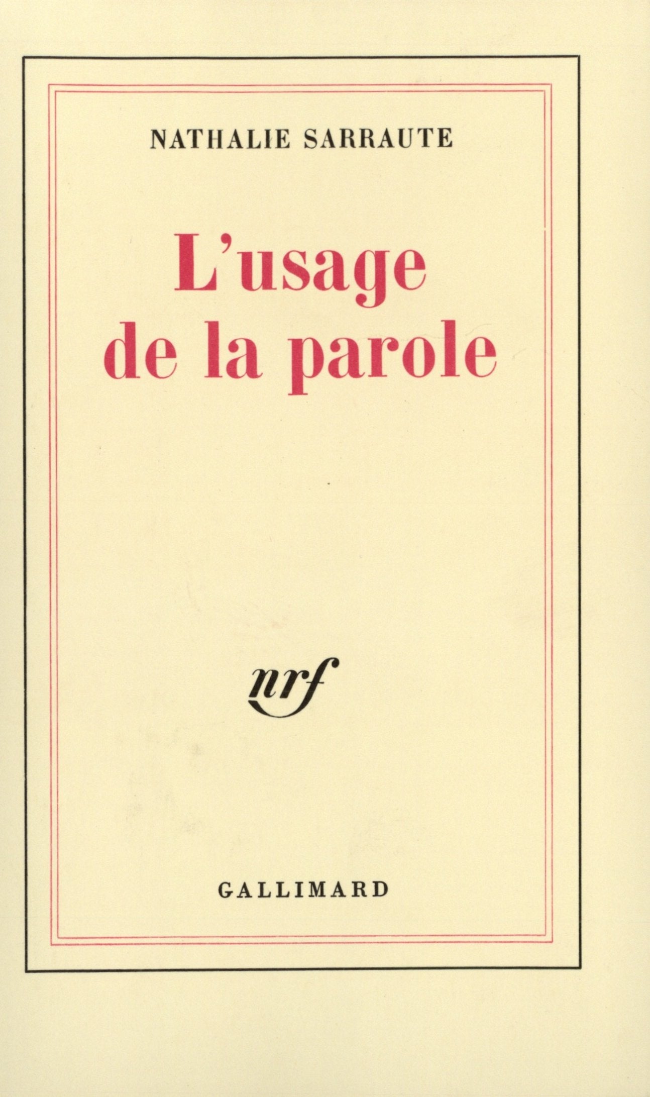L'Usage de la parole 9782070206193