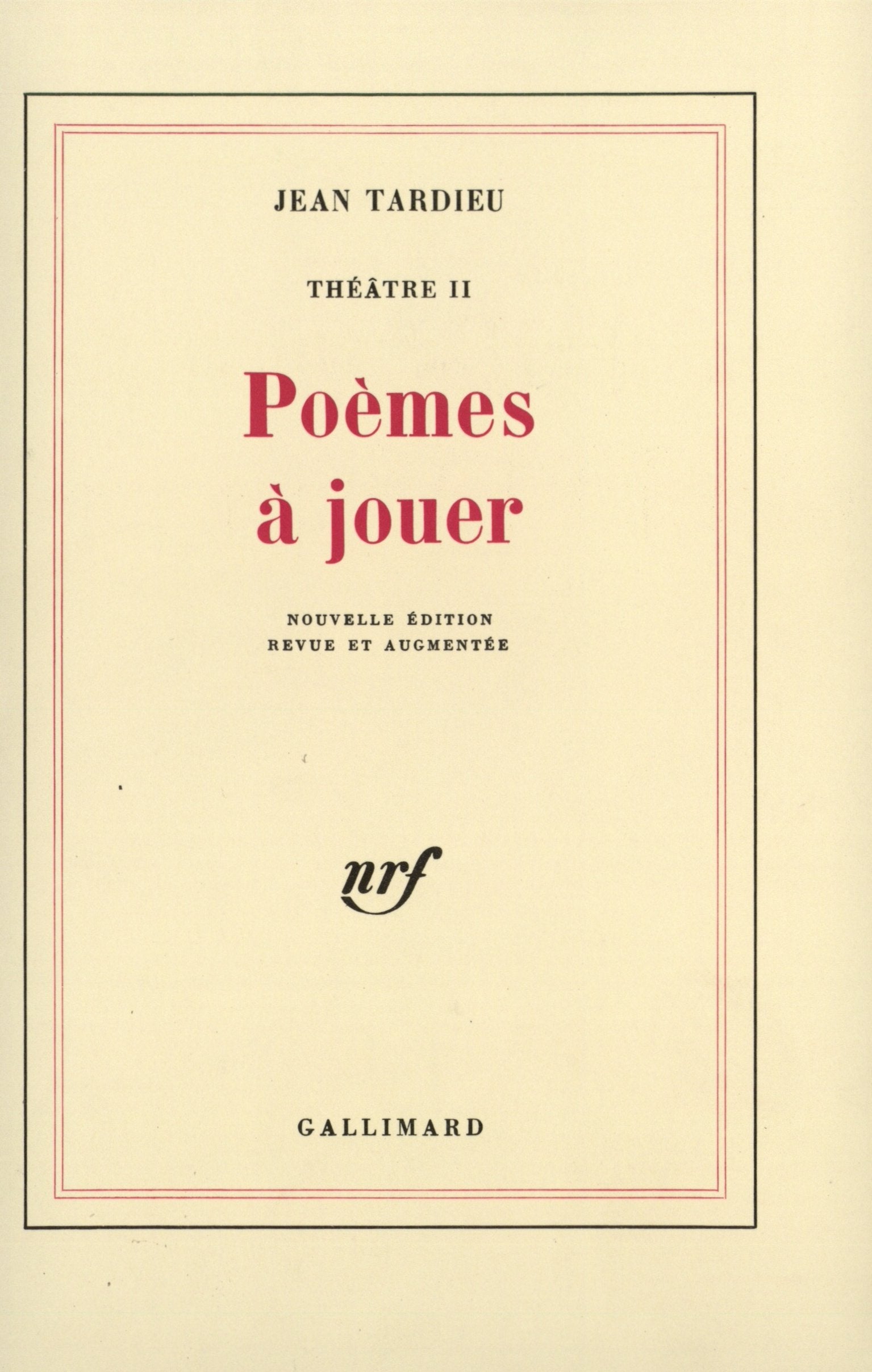 Théâtre, II : Poèmes à jouer 9782070261994