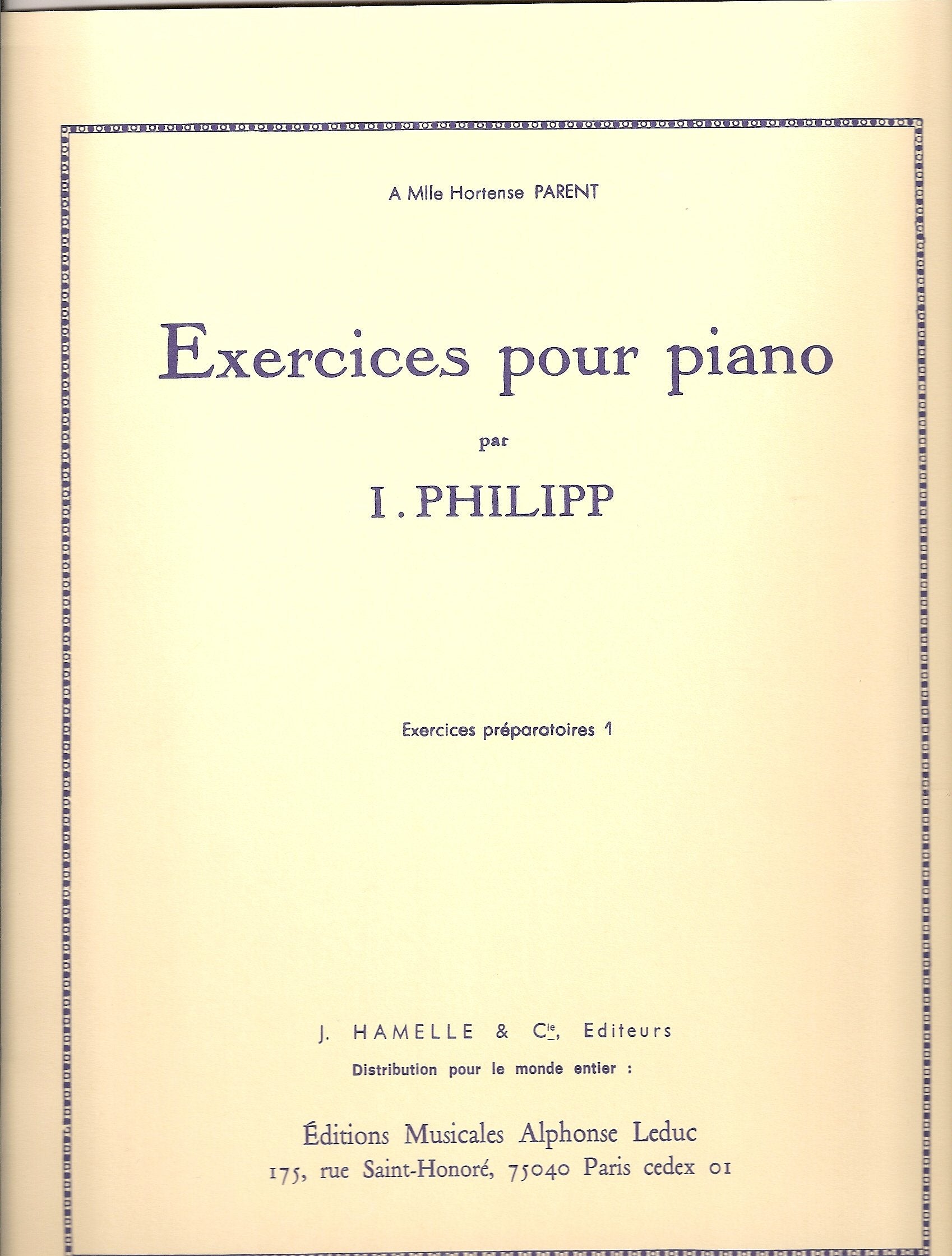 Exercices pour Piano - Exercices Préparatoires 1