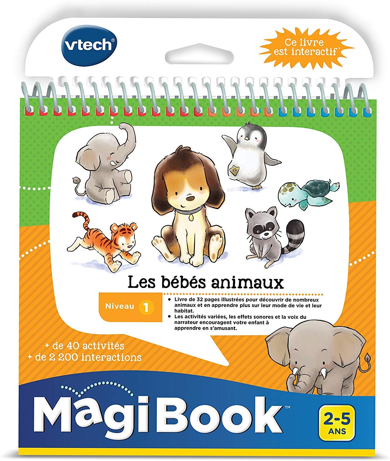 VTech - MagiBook, Livre Éducatif Enfant Niveau 1 Les Bébés Animaux, Pages Illustrées Et Interactives, Cadeau Garçon Et Fille De 2 Ans À 5 Ans - Contenu en Français 3417764800055