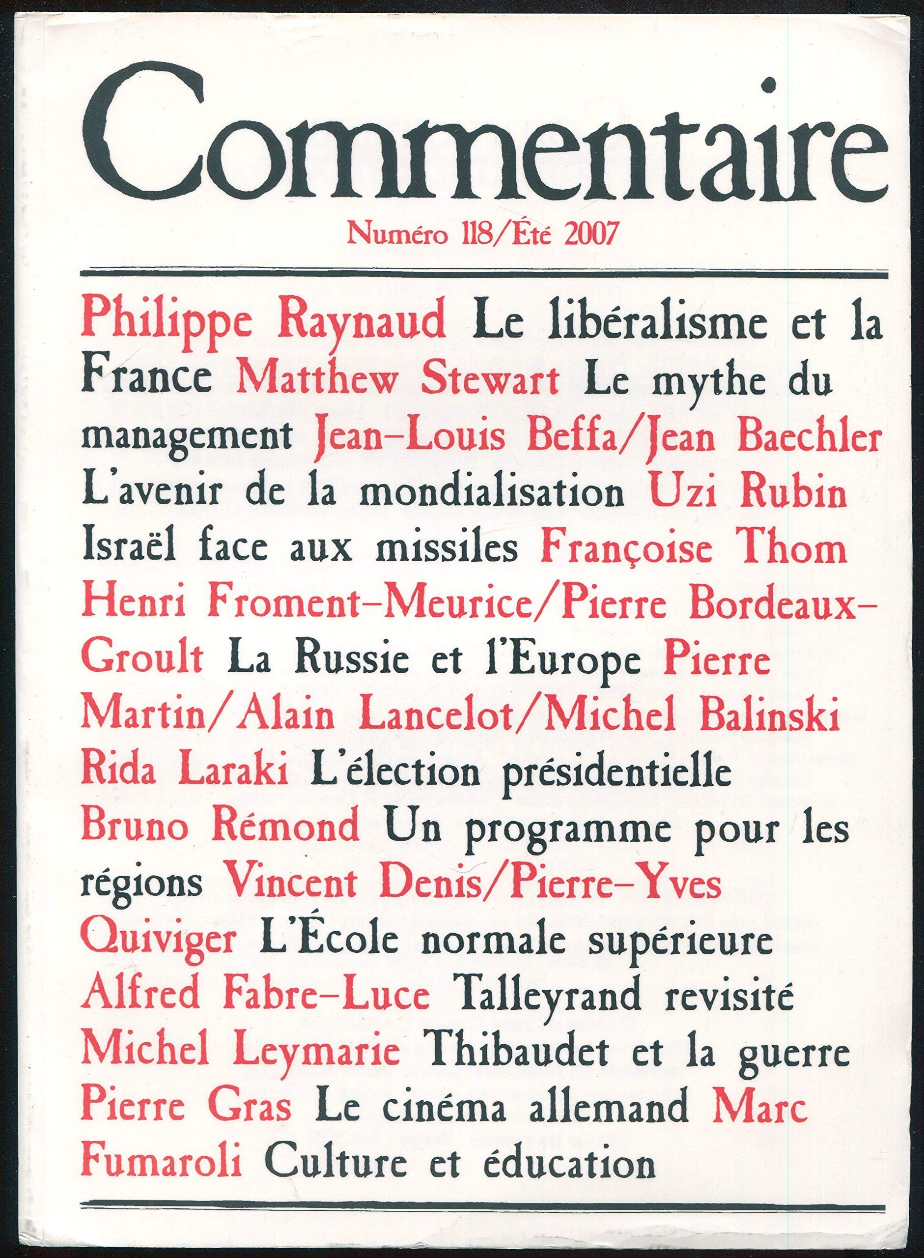 COMMENTAIRE T.118; ETE 2007 9782916291079