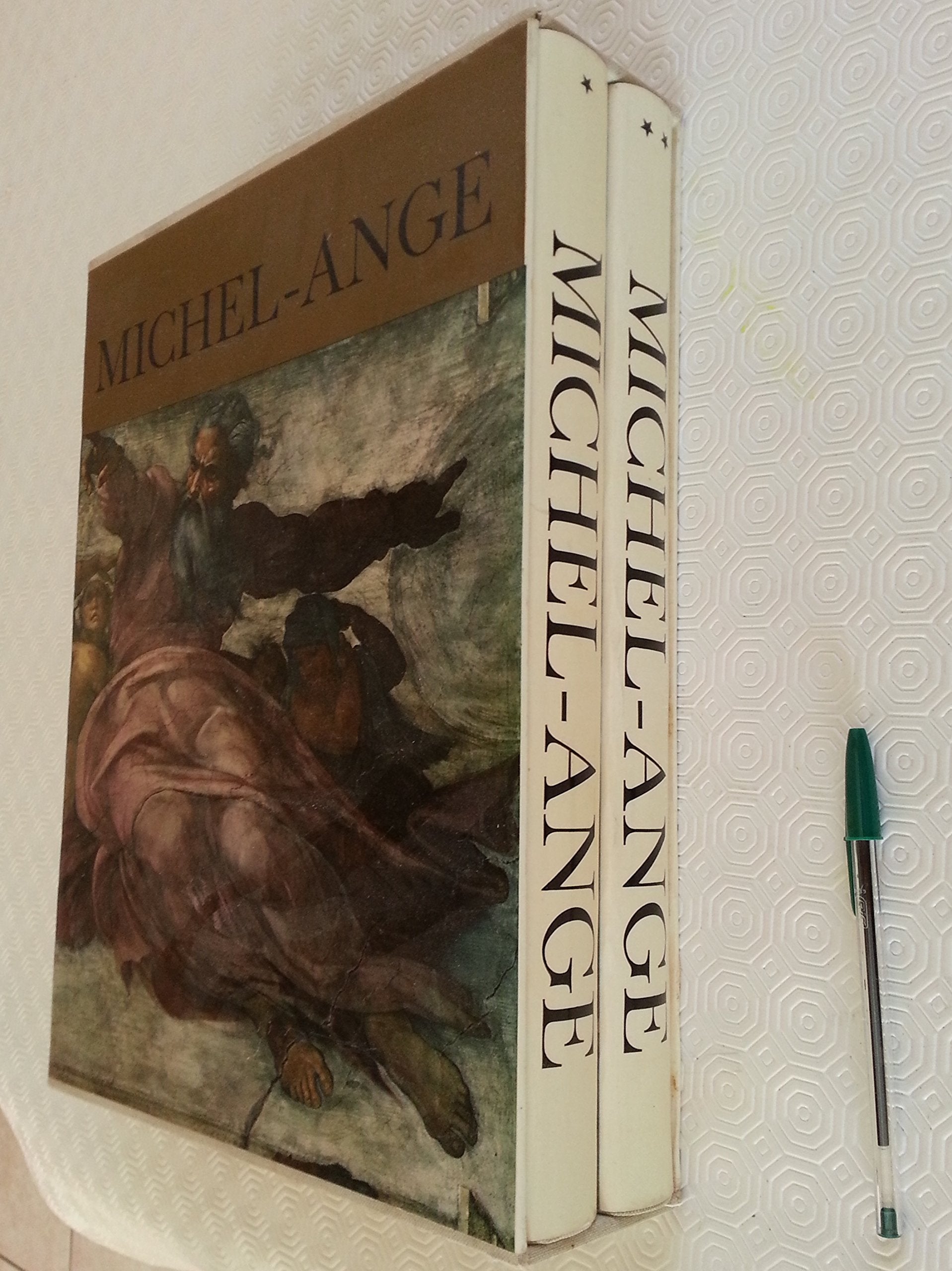 MICHEL-ANGE.L'ARTISTE.SA PENSEE.L'ECRIVAIN.DEUX VOLUMES SOUS EMBOITAGE ILLUSTRE.