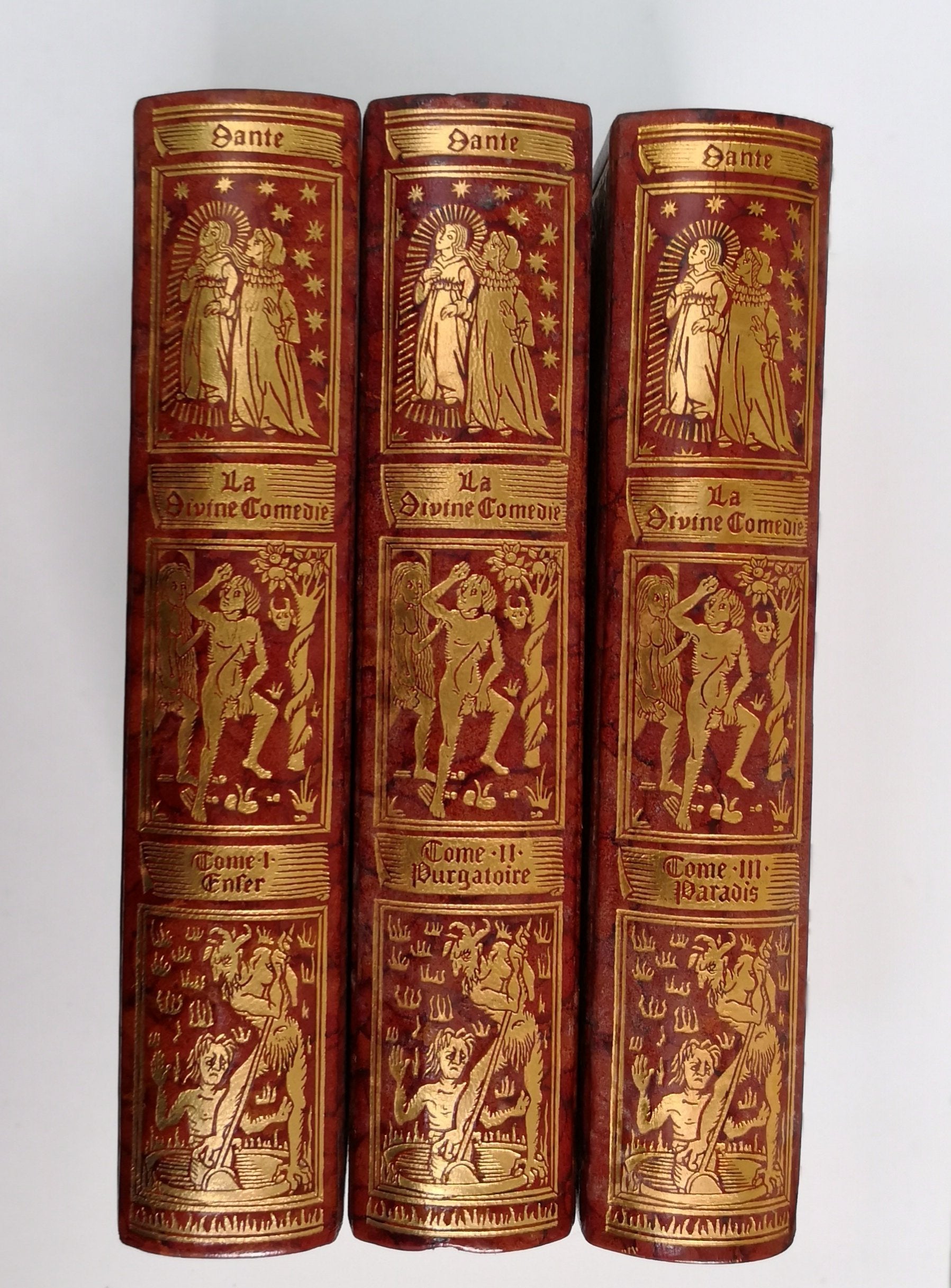LA DIVINE COMEDIE. 3 VOLUMES Cuir. J de Bonnot