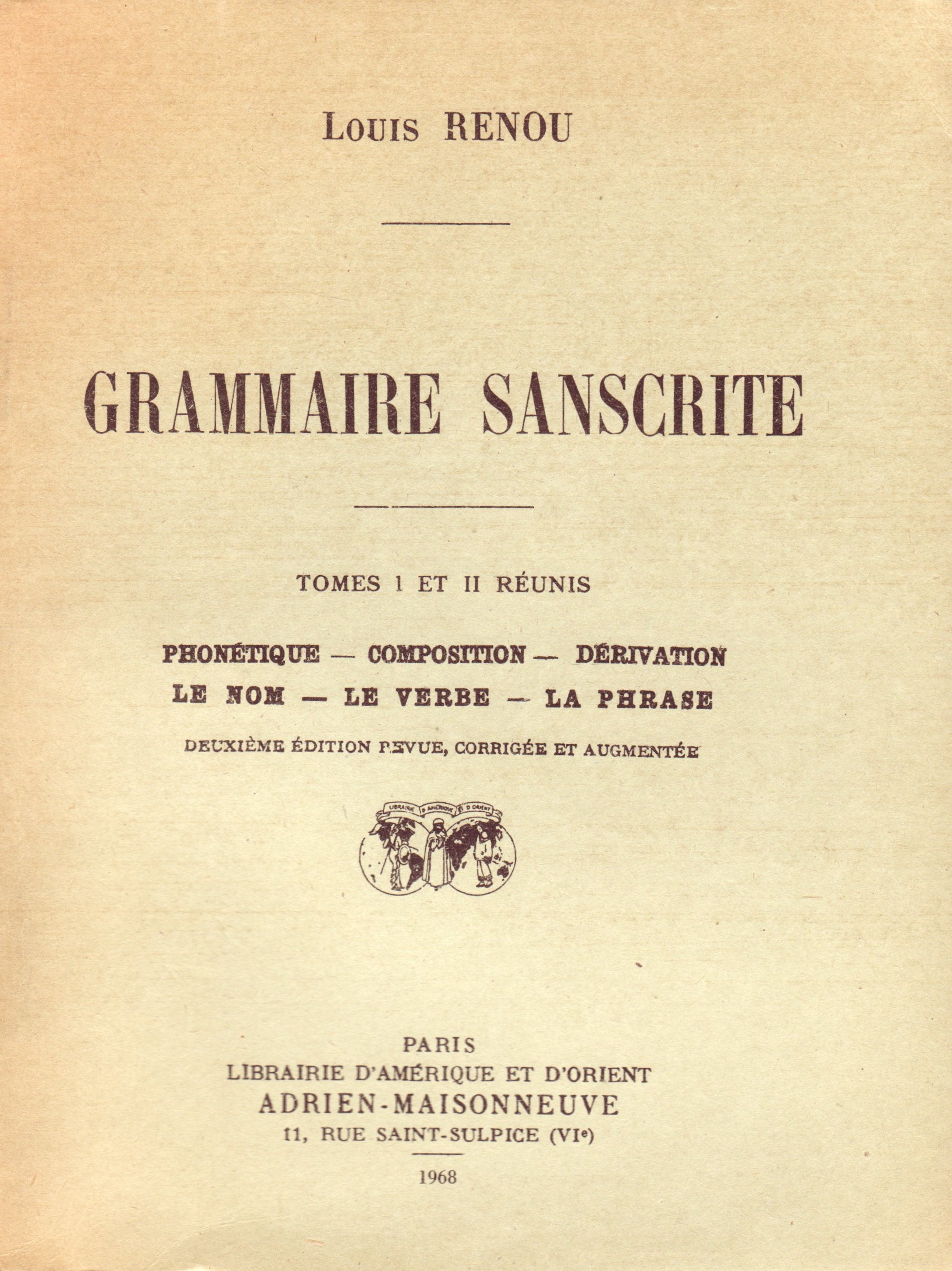 Grammaire Sanskrite 9782720009419