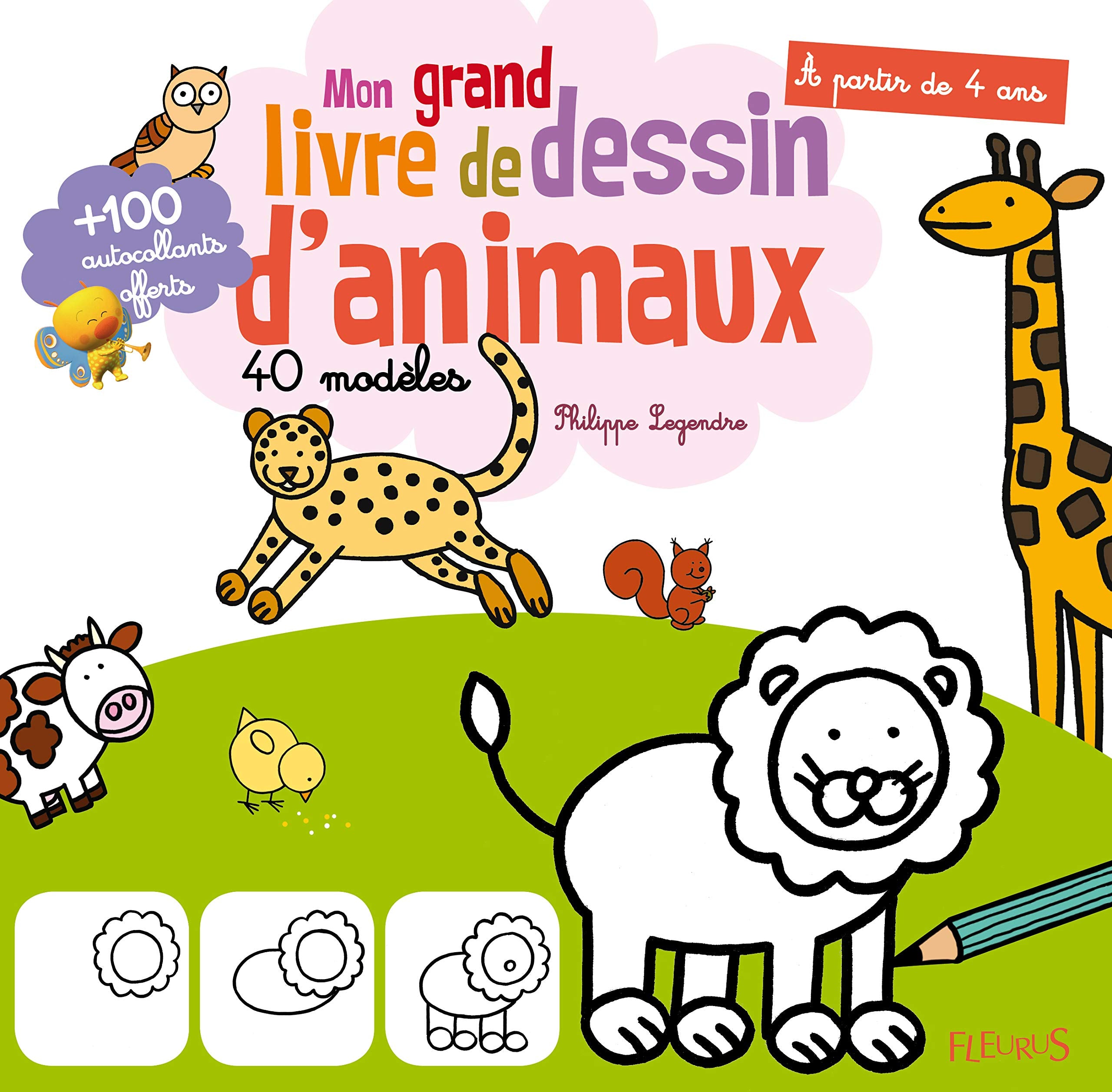 Mon grand livre de dessin- Les animaux: 100 autocollants offerts 9782215110828