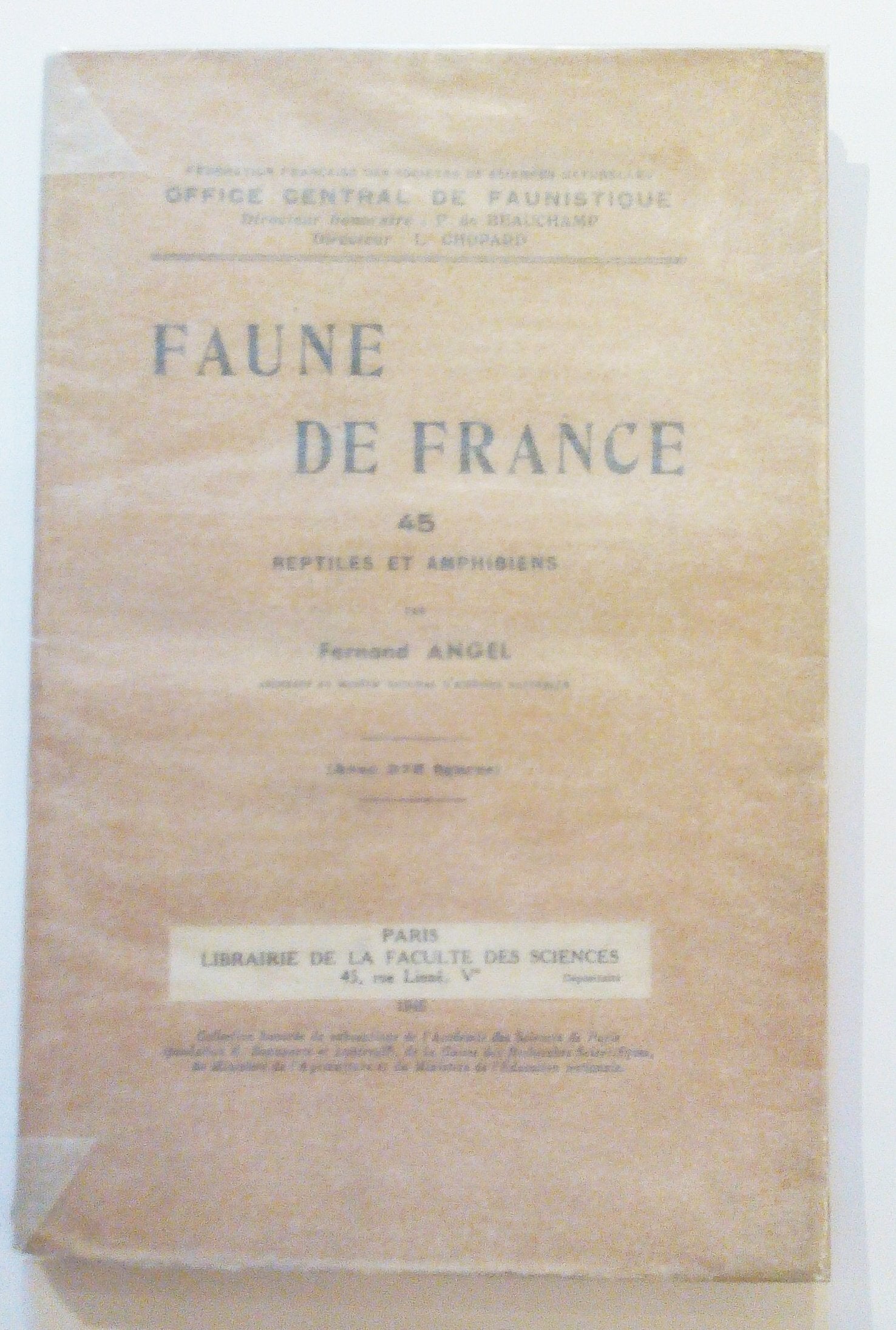 Faune de France 45.Reptiles et Amphibiens