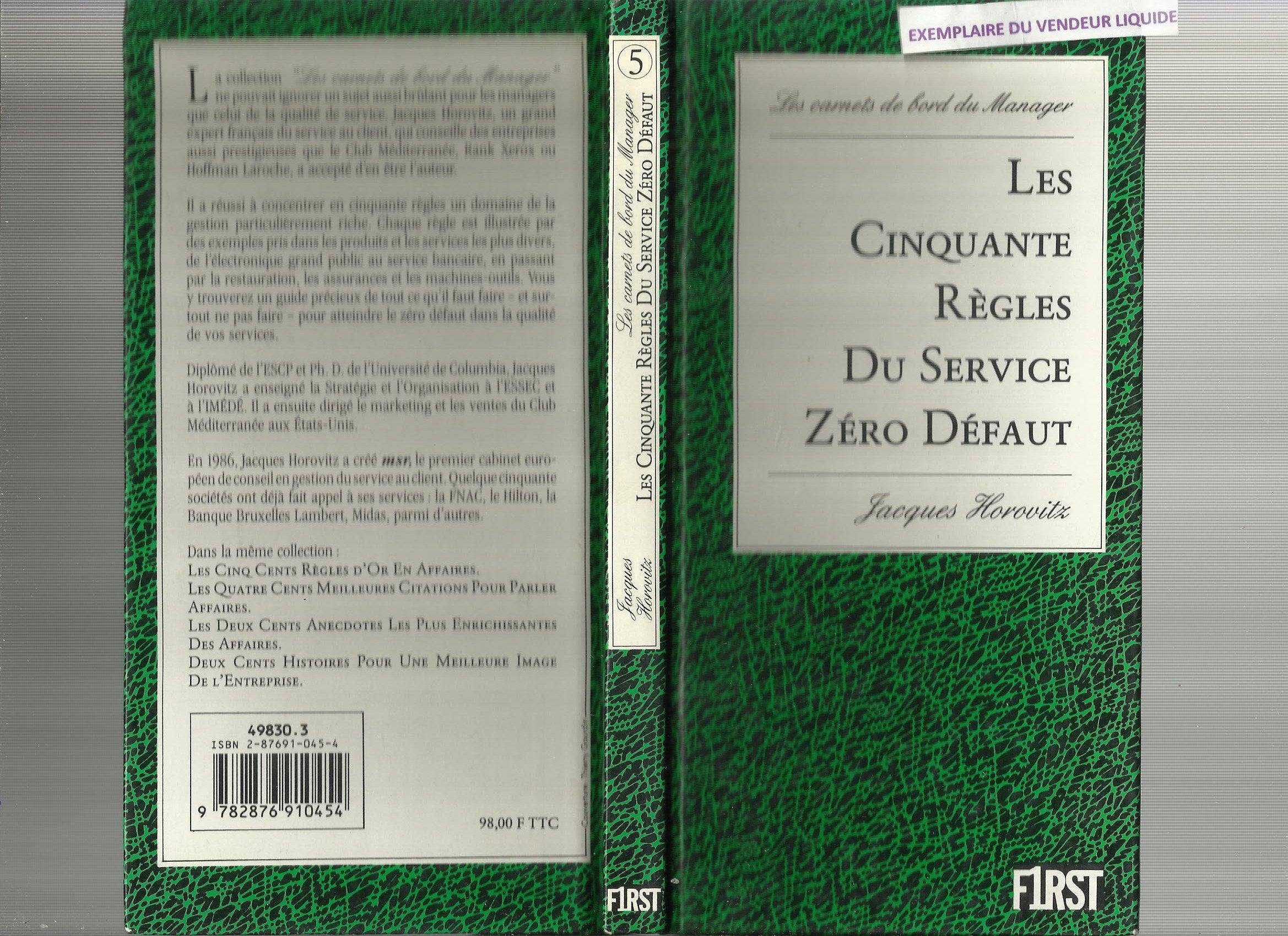 Les cinquante regles du service zéro defaut 9782876910454