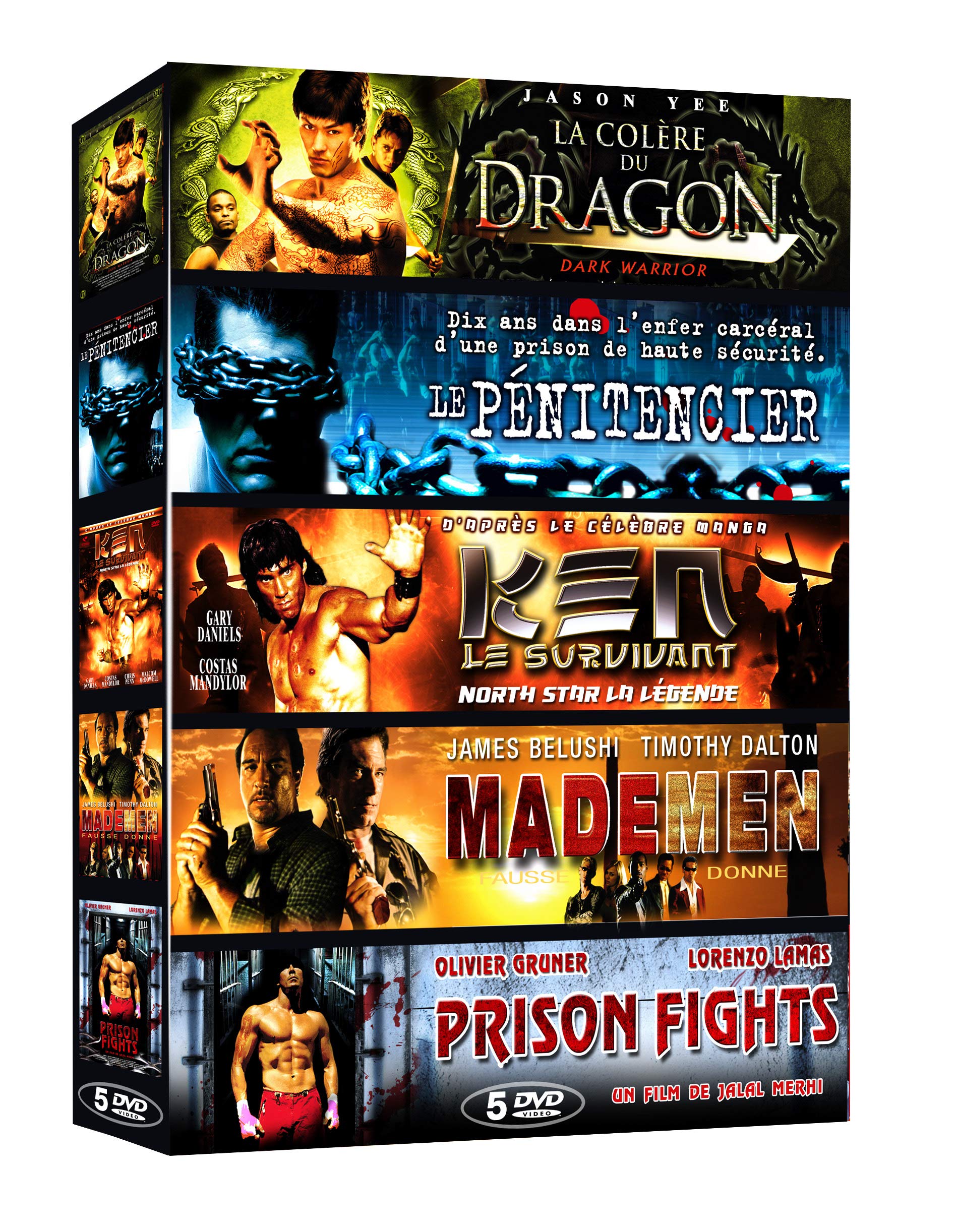 Action Aventure-Coffret 5 Films n° 3 : La colère du Dragon + Le pénitencier + Ken Le survivant + Made Men + Prison Fights 3760103415015
