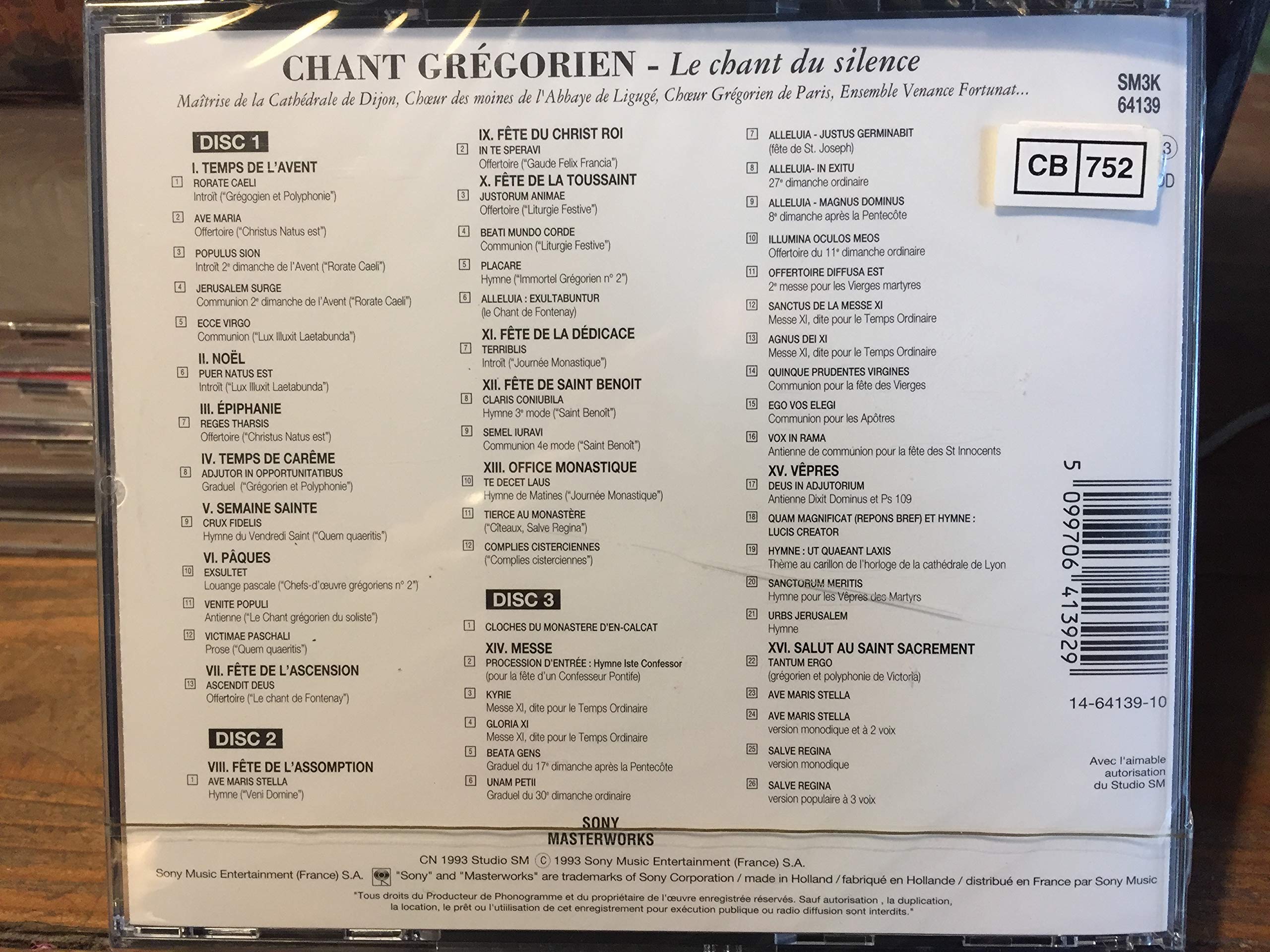 Chant Grégorien : le chant du silence - Coffret 2 CD 5099704658223