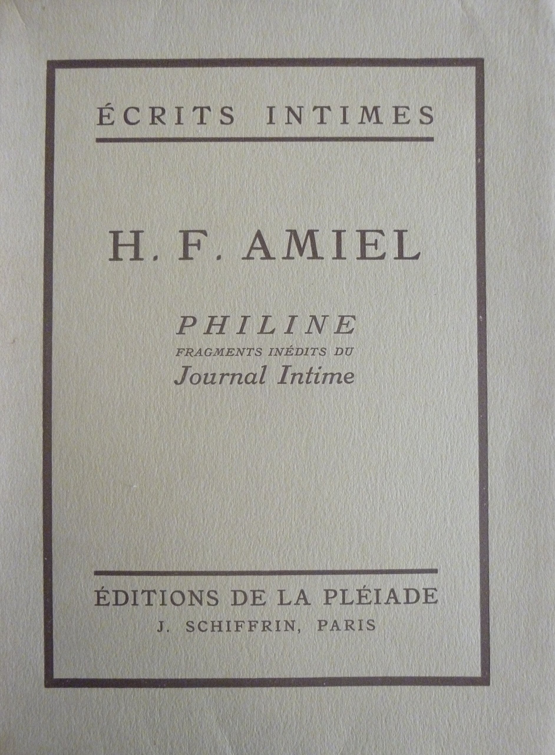 Philine, fragments inédits du Journal intime