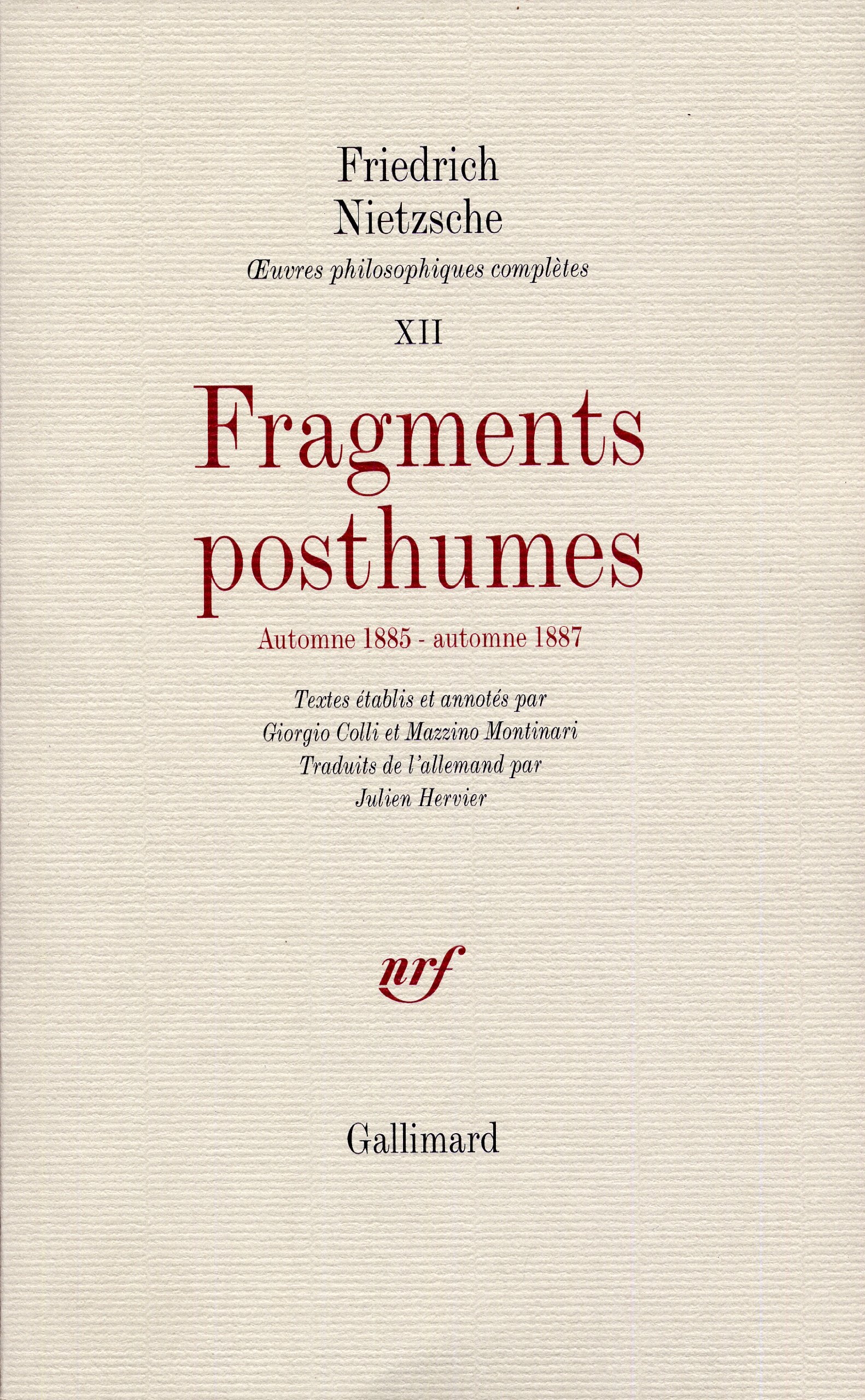 Fragments posthumes (automne 1885 - automne 1887) 9782070269839