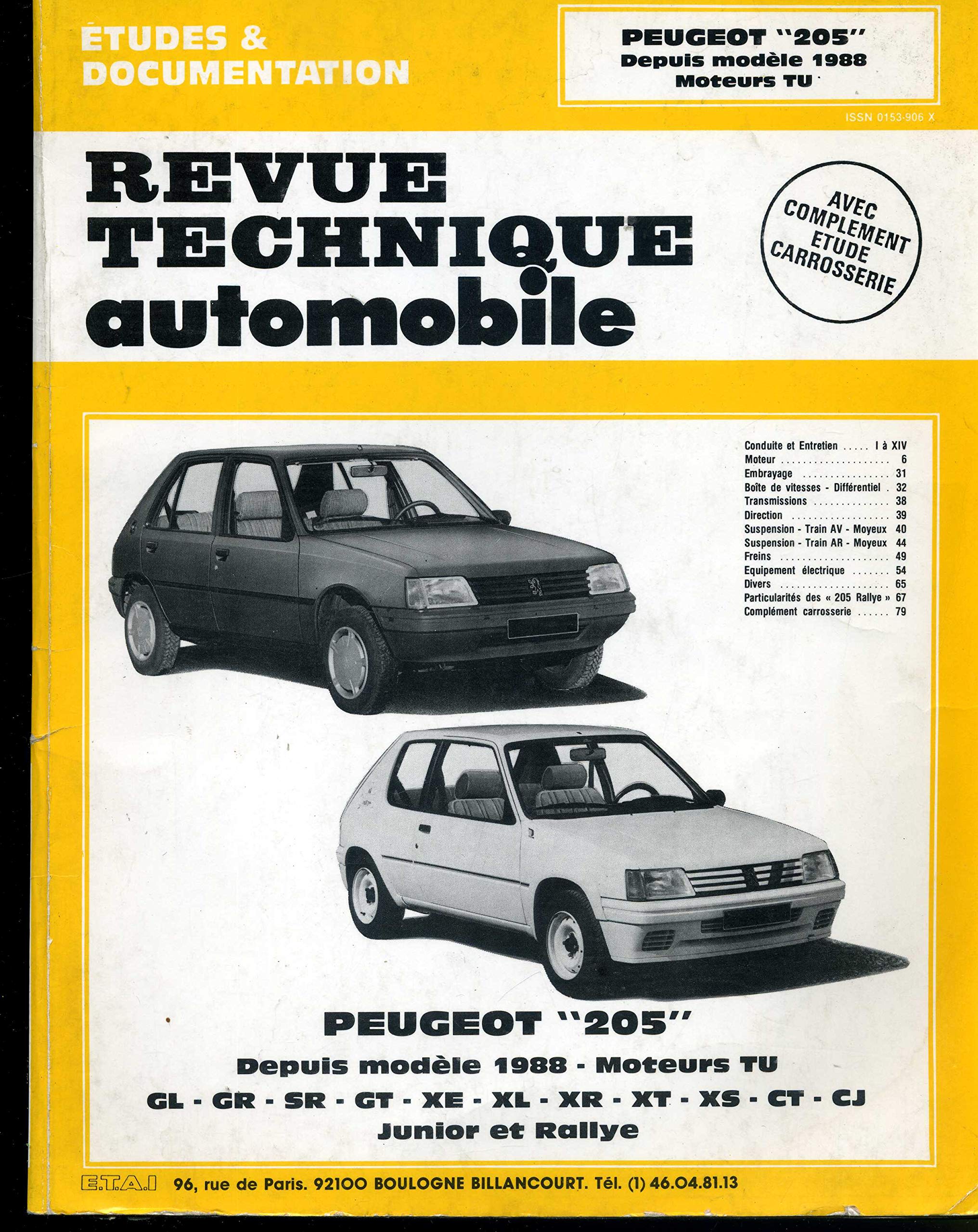 Revue technique de l'Automobile numéro 490.4 : Peugeot 205, depuis 1988 moteurs TU 9782726849040