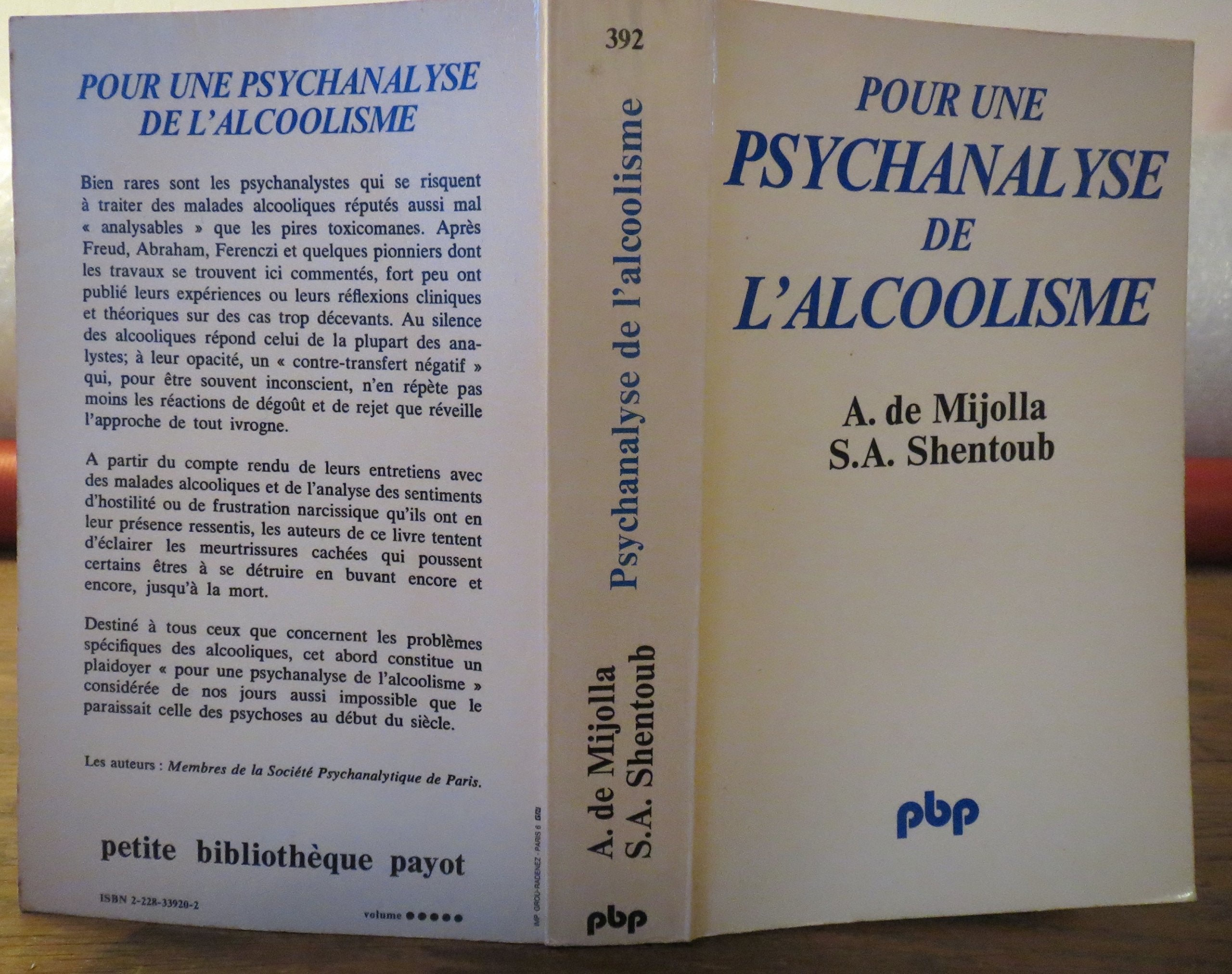 Pour une psychanalyse de l'alcoolisme 9782228339209