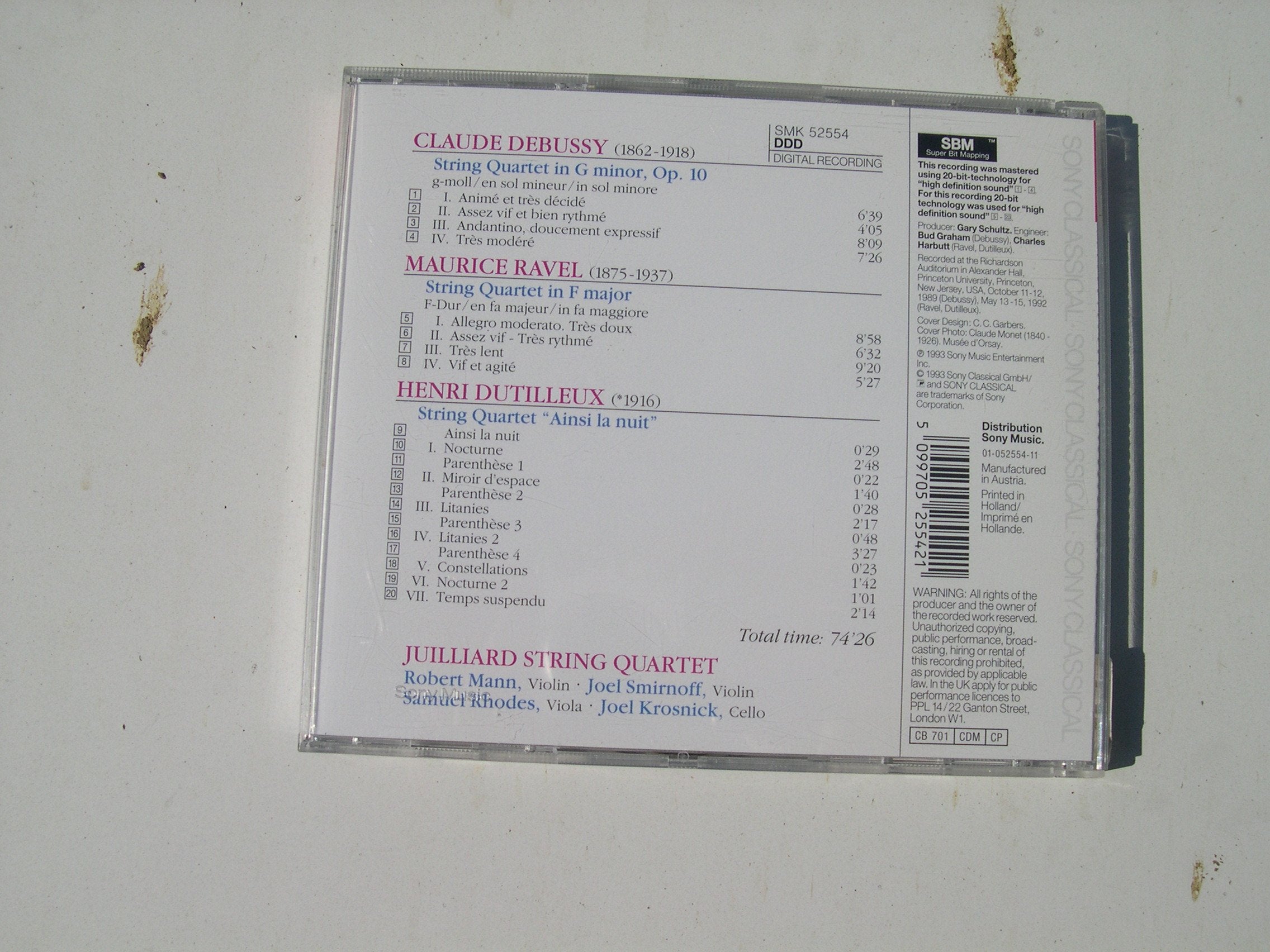 Quatuors à cordes 5099705255421