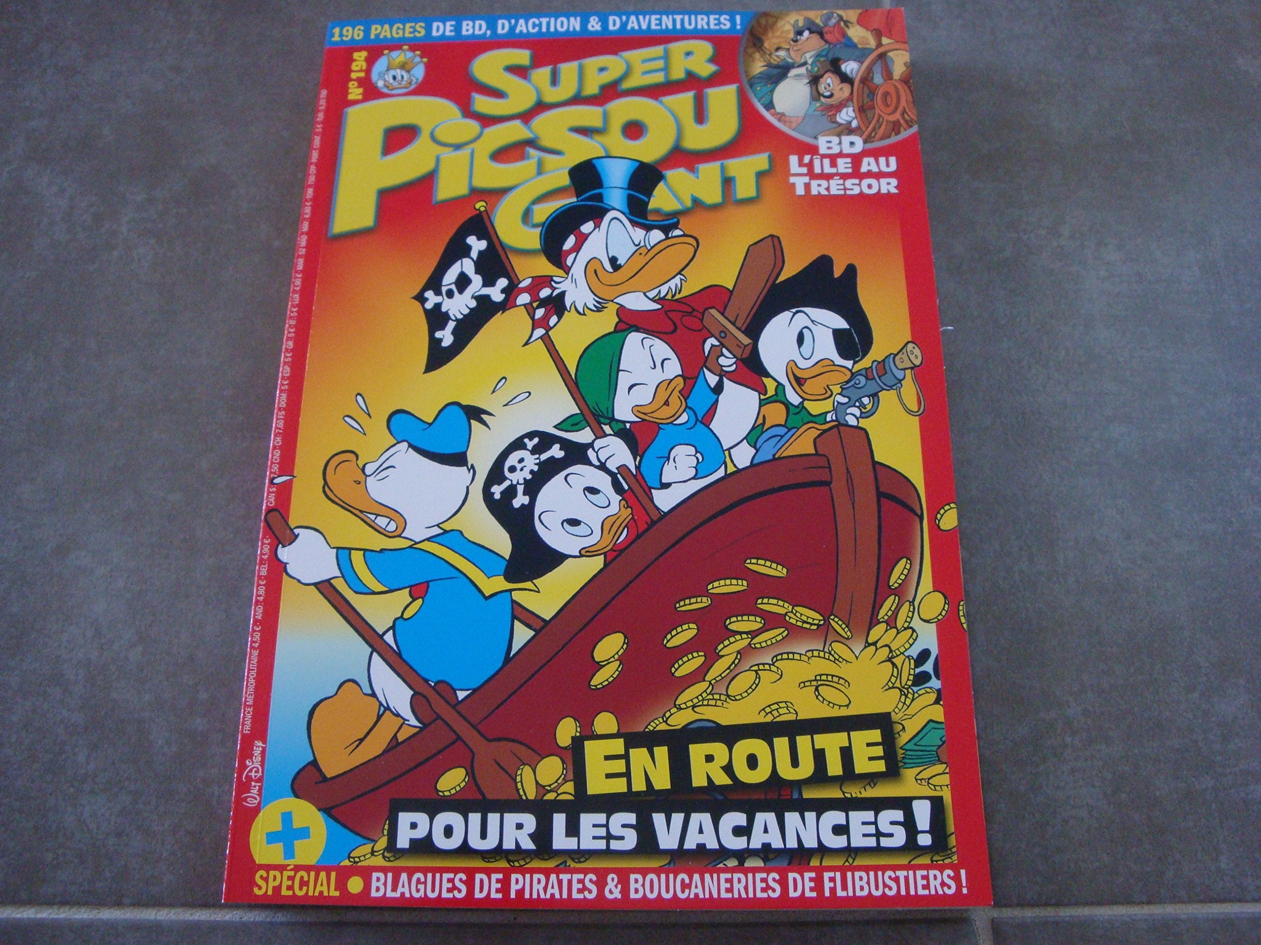 SUPER PICSOU GÉANT N°194 !! "EN ROUTE POUR LES VACANCES !" BD : L’ÎLE AU TRÉSOR 3256220260305
