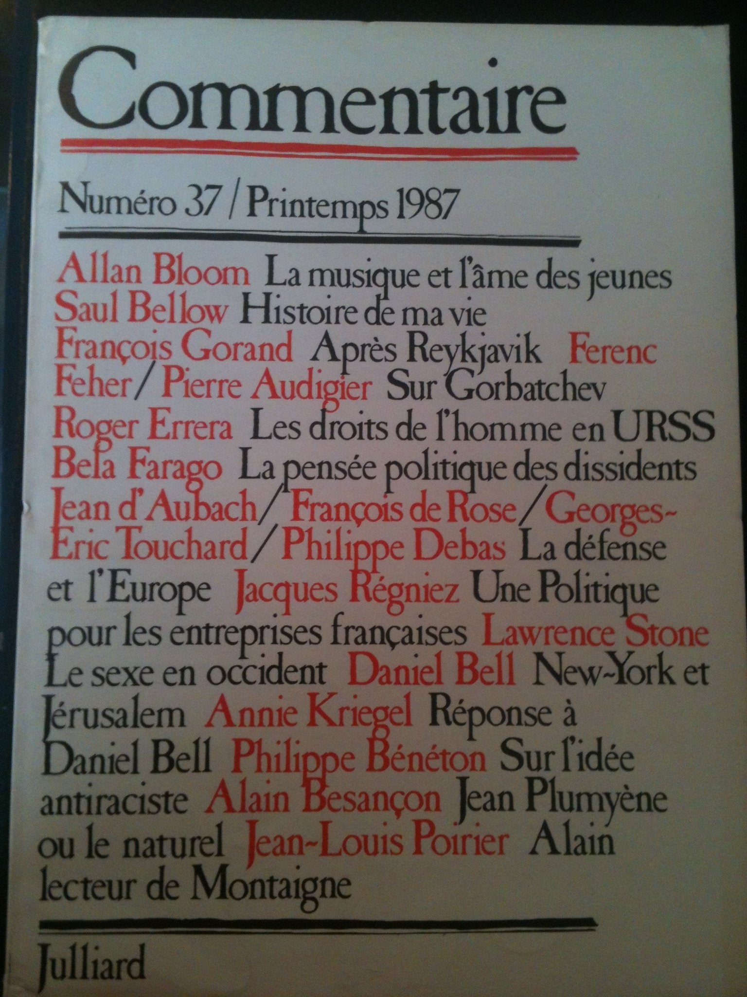 Commentaire n° 37 - Printemps 1987 9782260005124