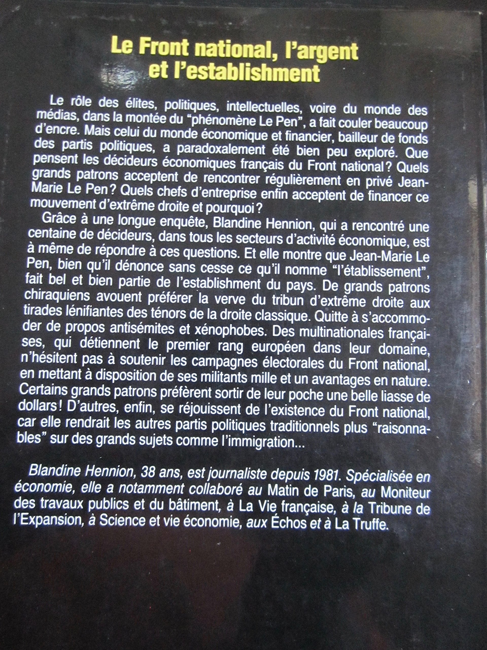 Le Front national, l'argent et l'establishment 9782707121868