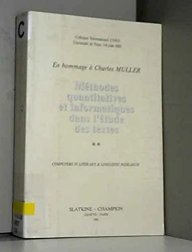 Méthodes quantitatives et informatiques dans l'étude des textes 9782051007306