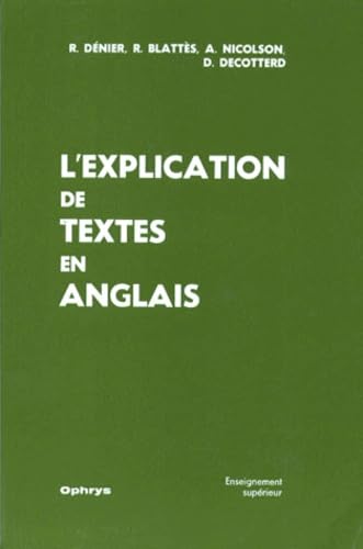 L'explication de textes en anglais 9782708004542