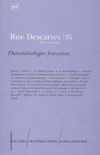 Rue Descartes N°35 Mars 2002 : Phénoménologies françaises 9782130522706