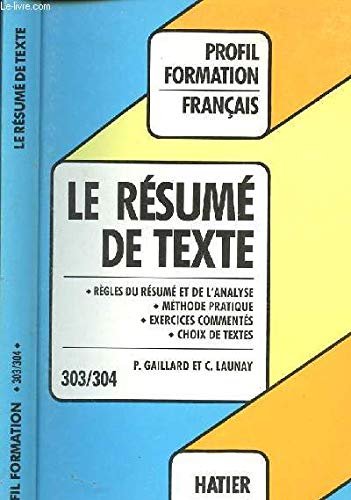 Le résumé de texte 9782218049088