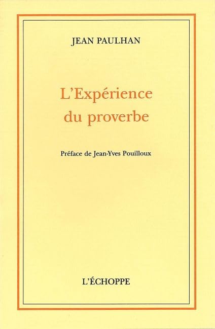 L'Expérience du proverbe 9782840680222