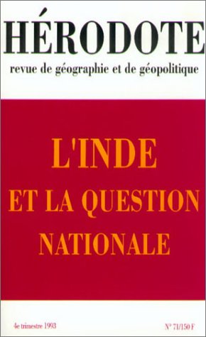 Hérodote n° 71 : l'Inde et la question nationale 9782707122766