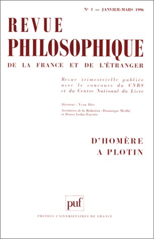 Revue philosophique 1996, t. 121 (1): D'Homère à Plotin 9782130476726