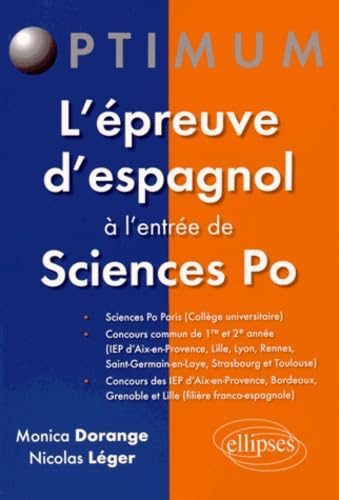 L'épreuve d'espagnol à l'entrée de Sciences Po 9782340003408