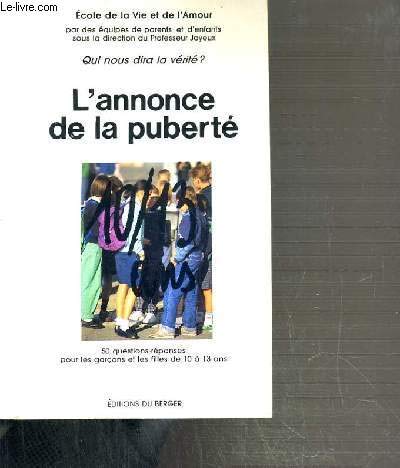 L'annonce de la puberte 9782869830103