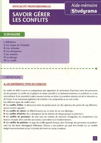 Savoir gérer les conflits: aide mémoire 9782759002320