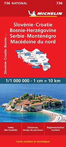 Carte NATIONAL Slovnie, Croatie, Bosnie-Herzgovine, Serbie et Montngro, Macdoine 9782067171930