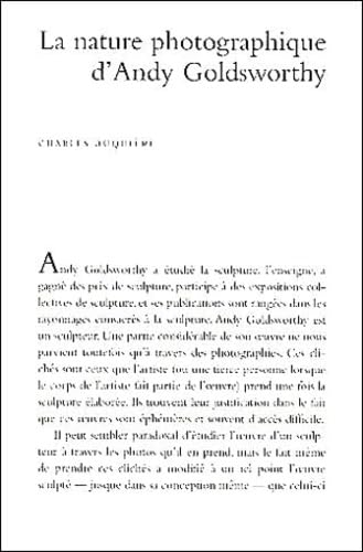 La Nature Photographique D'Andy Goldsworthy 9782873171537