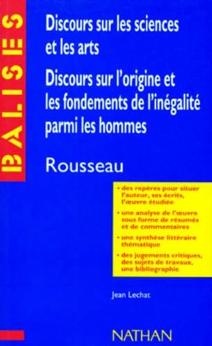 "Discours sur les sciences et les arts", "Discours sur l'origine et les fondements de l'inégalité parmi les hommes", Jean-Jacques Rousseau 9782091807584