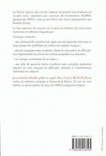 La version anglaise aux concours: CAPES - Agrégations 9782200218195