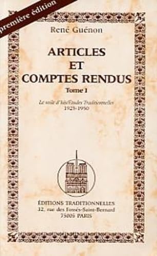 Articles et comptes-rendus : Tome 1 9782713801839