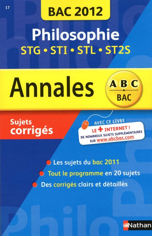ANNALES BAC 2012 PHILO STG STI 9782091883977