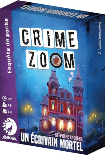 Asmodee - Crime Zoom : Un Écrivain Mortel - Jeu de Société d'Enquête pour Adultes & Enfants dès 14 Ans - Jeu de Scène de Crime - pour 1 à 6 Détectives - Jeu Format Voyage - 1h - en Français- Aurora 9782491629021