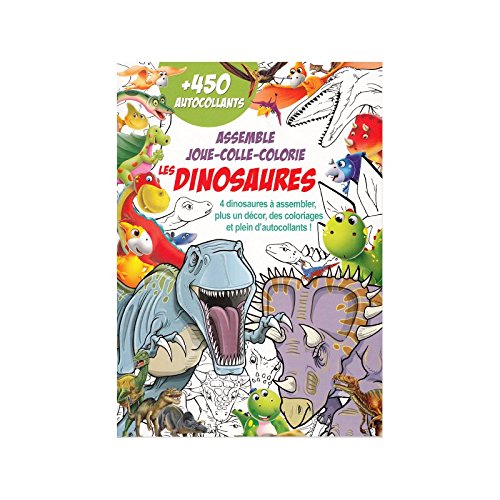 Les dinosaures Assemble Joue Colle Colorie 9782754216326