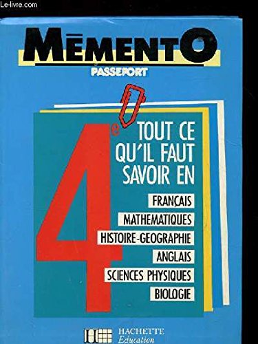 MEMENTO PASSEPORT 4EME 9782010152788