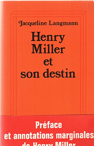 Henry Miller et son destin (Le Cabinet cosmopolite) 9782234000889