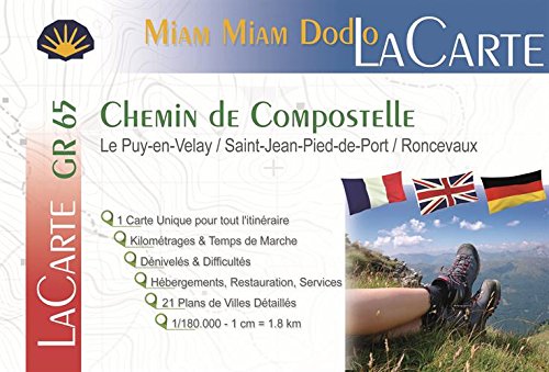 Chemin de Compostelle (Le Puy-en-Velay/Saint-Jean-Pied-de-Port/Roncevaux): La carte GR 65 9782916446547