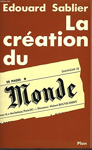 La création du Monde ( le quotidien ) 9782259011549