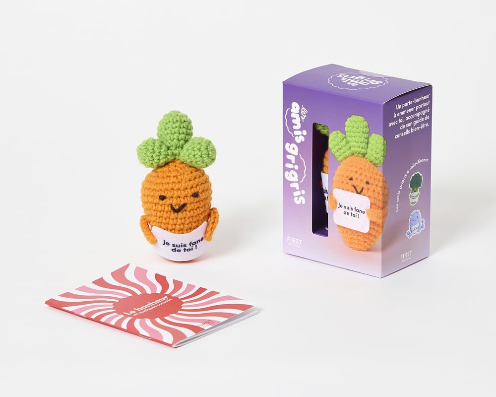 Coffret Les amis grigris / carotte: amigurumi - mignon - crochet - légume - message positif 9782412103494