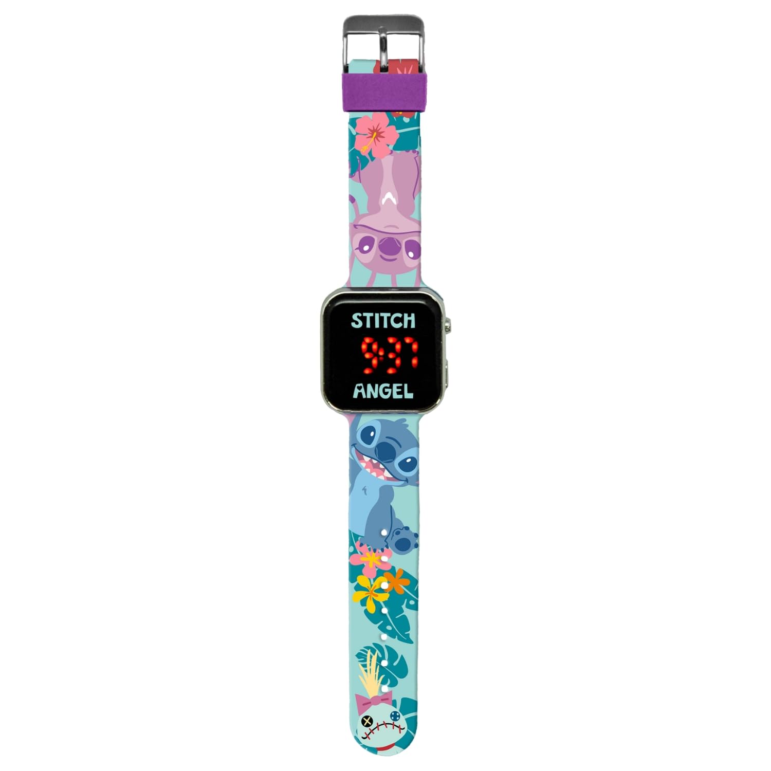 Kids Licensing - Montre numérique LED pour Filles avec des Personnages a des Fonctions d'heure, de Date et de Sangle réglable, Stitch Tropical, Stitch Tropical, Stitch Tropical, Stitch Tropical 8435507892100