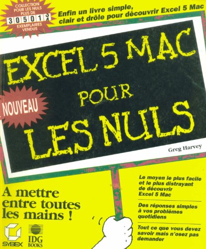 Excel 5 Mac pour les nuls 9782736114589