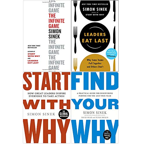 Simon Sinek 4 Books Collection Set (The Infinite Game, Start With Why, Leaders Eat Last, Find Your Why) 9789124103989