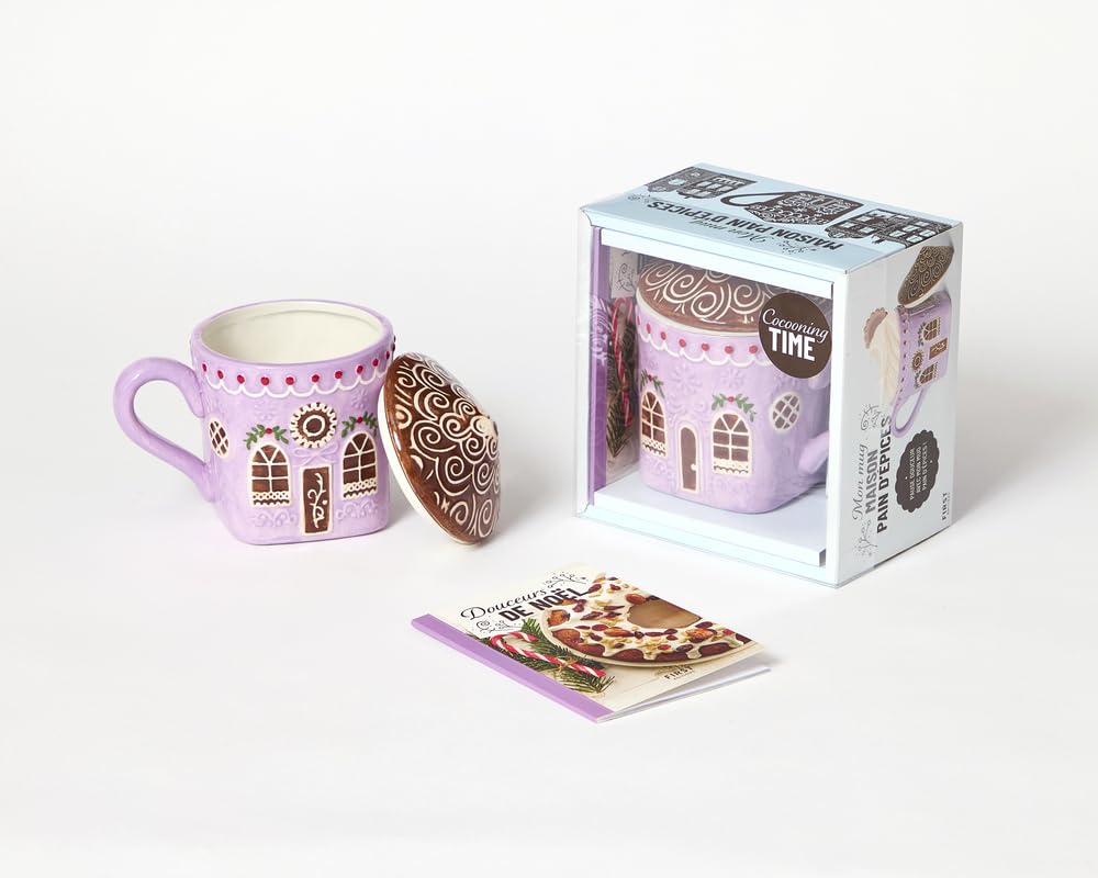 Coffret Mon mug maison pain d'épices - mug en céramique en forme de petite maison (+ couvercle en toit) - décor peint: Mug décoré cocooning cosy - Cuisine goûter - cadeau famille - 9782412103456